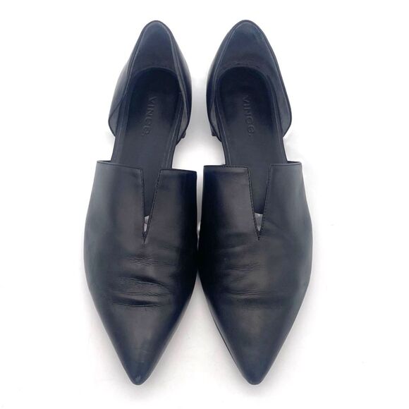 Vince Darlington Pointed Toe D’Orsay Flats Black Leather Designer Loafer Size 7 - Picture 3 of 16